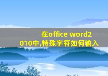 在office word2010中,特殊字符如何输入